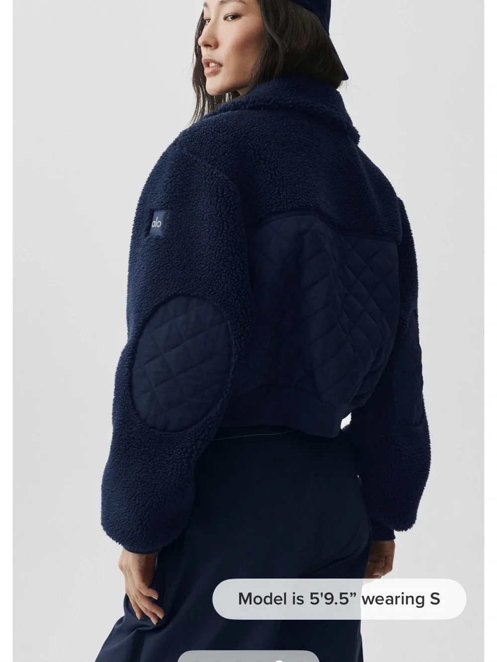 ALO Yoga Navy Sherpa Edge Bomber Zip Jacket Navy Small